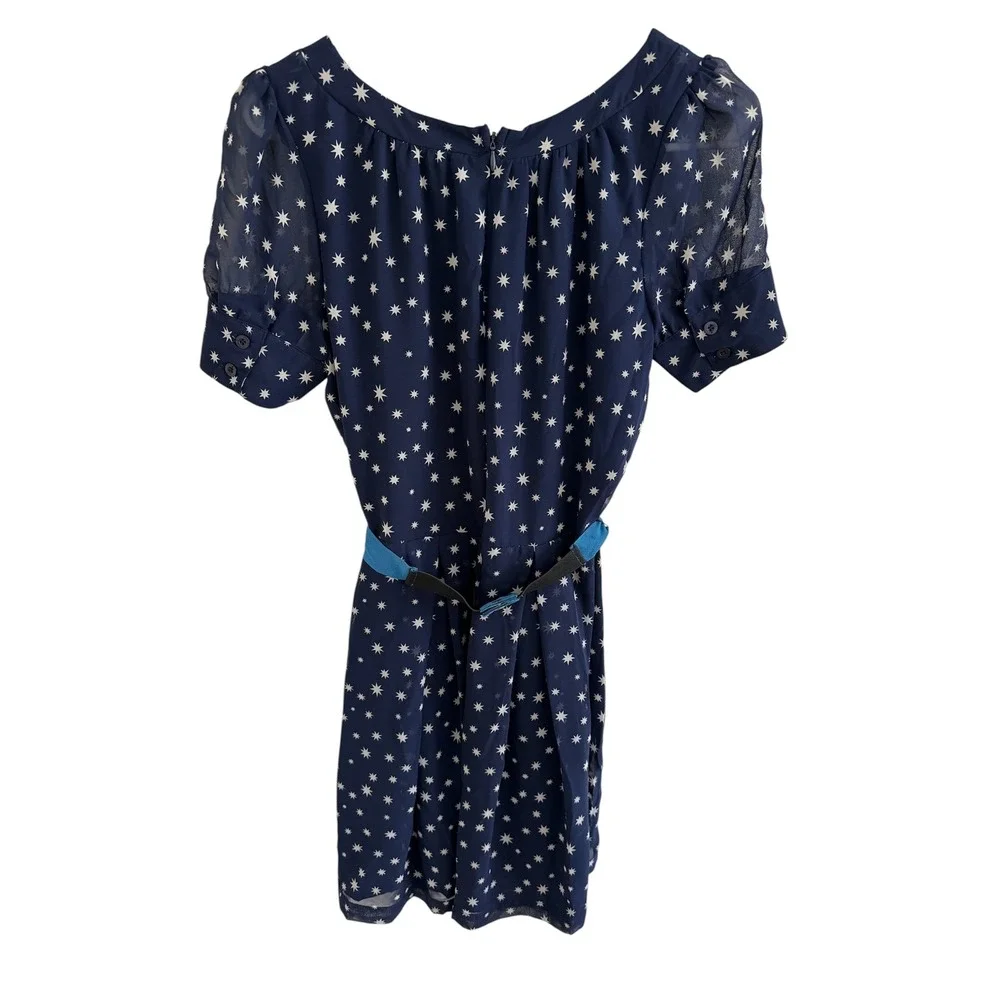 Tommy Hilfiger Girl Navy‎ Star Print Dress NWT Size Medium Bow Belt